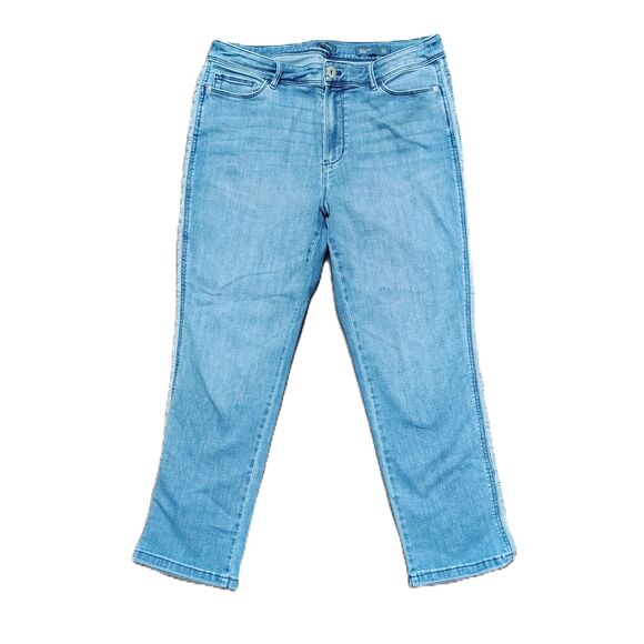 J. Jill Denim High-Rise Cropped Light Wash Fringe Stretch Jeans 12P Women's - Picture 1 of 5